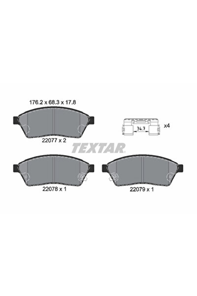 TEXTAR Комплект спирачни накладки за дискови спирачки Cadillac SRX Saab 9-4X