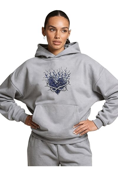 ArtYus Unisex Blue Heart Colorat Special cu imprimeu Bumbac supradimensionat ...