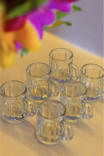MAKRİ HOME 6’lı Kulplu Shot Cam Bardak, Çap: 4 cm • Yükseklik: 5 cm, 35 ml