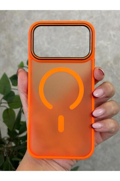 Hatreds Apple iPhone 17 Pro Max Uyumlu MagSafe Özellikli Buzlu Turuncu Siliko...