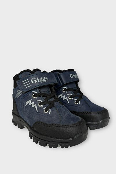 Liger Παιδικές μπότες καθημερινής χρήσης εξωτερικού χώρου, ανθεκτικές στο κρύο, με φερμουάρ Velcro και επένδυση από μαλλί, ΣΚΟΥΡΟ ΜΠΛΕ