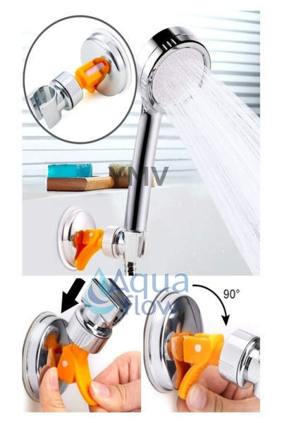 YMV Vakumlu 360° Hareketli Duş Banyo Mafsalı Duşluk Set Hortum Sabitleme Apar...