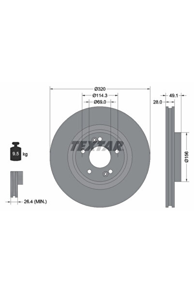 TEXTAR Disc Frana Hyundai Grand Santa Fe/Santa Fe 3 Inokom Santa Fe