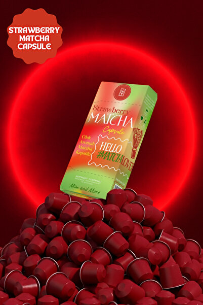 Mim and More Strawberry Matcha Capsule - Nespresso Compatible, Strawberry Flavored Matcha Powder, Pack of 10