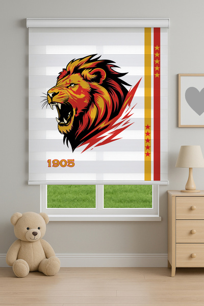 Home Şampiyon Aslan Figürlü 1905 Yazılı Baskılı Zebra Stor Perde – Çocuk ve Genç Odaları İçin