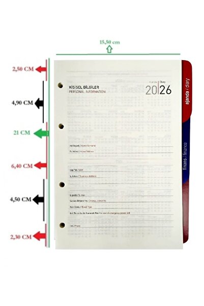 3D 2026 AJANDA ORGANİZER YEDEĞİ 4 HALKA