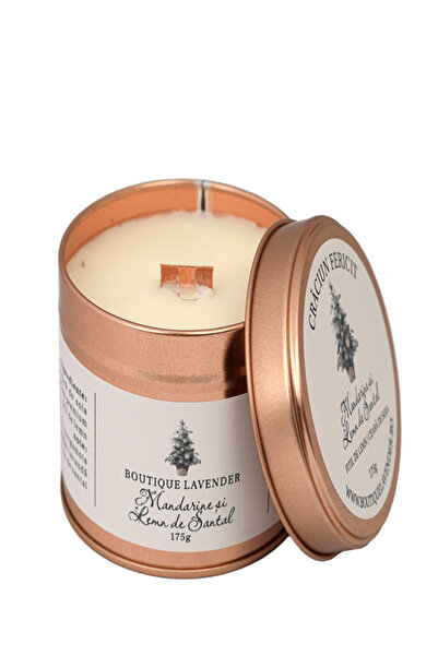 Boutique Lavender Lumânare parfumată de Crăciun 175g Mandarină și lemn de santal
