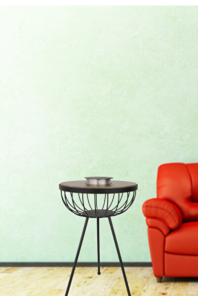 Begüsa Velmora Ledli Pilli Sehpa Siyah Ceviz Ahşap