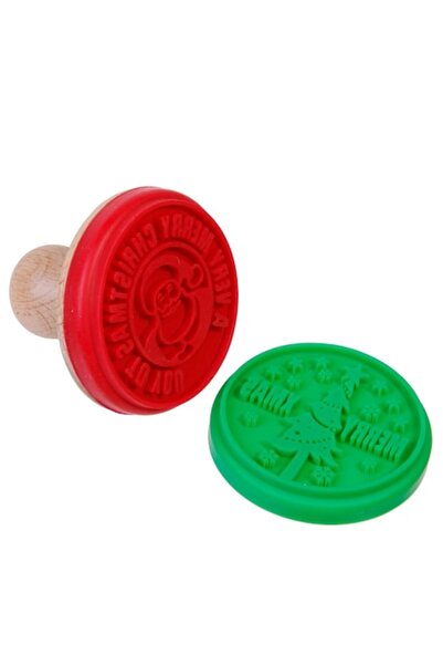 SHOPIENS Set de ștampile pentru fursecuri, 2 modele, silicon și lemn, diametr...