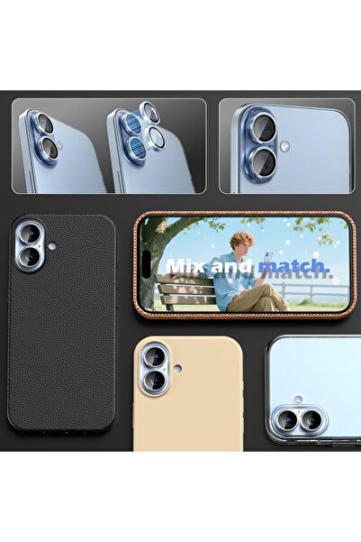 Fibaks iPhone 17 Uyumlu Aparatlı Kamera Koruma Renkli Lens Koruyucu Temperli Cam Koruma