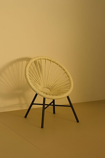 LOOM GARDEN cocuk sandalyesi tabure puf makrome ip metal