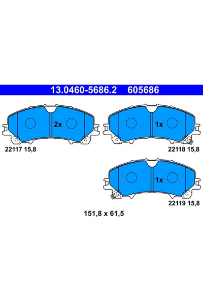 Ate Set Placute Frana,Frana Disc 13.0460-5686.2 Infiniti Q50/Q60 Cupe/Qx50 Ii...