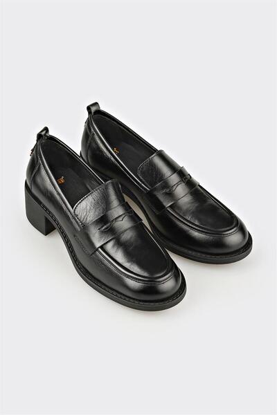 Elle Shoes Siyah Deri Kadın Günlük Ayakkabı