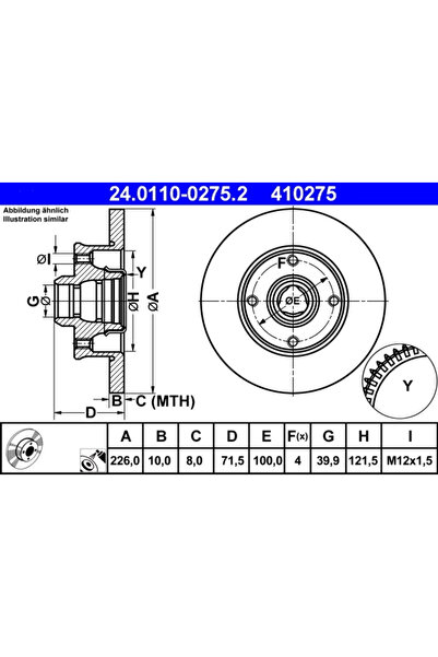 Ate Disc Frana Seat Cordoba/Ibiza 2/Toledo 1 Vw Corrado/Golf 2/Golf 3