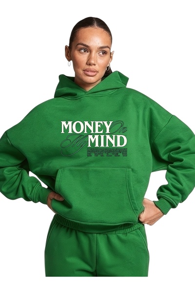 ArtYus Φούτερ Unisex Money Mind Πολύχρωμο Ειδικό με τύπωμα Βαμβακερό oversize...