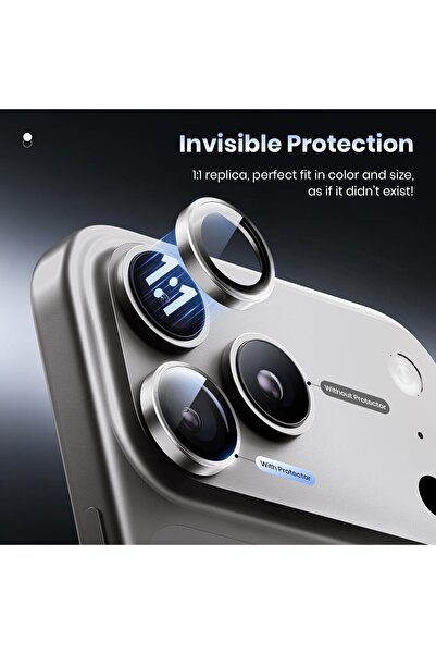 Fibaks iPhone 17 Pro/17 Pro Max Ar+ Af+ Premium Camera Protection with Apparatus Silver Lens Protector Tempered Glass