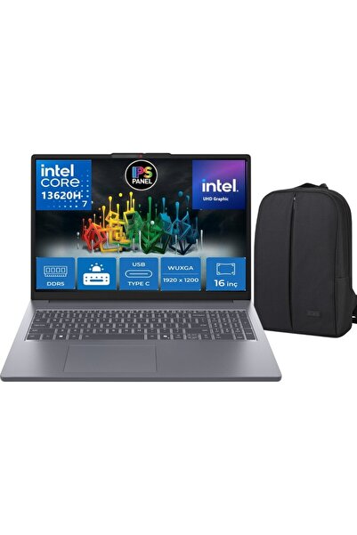 LENOVO Ideapad Slim 3 Intel Core I7 13620H 24GB 1TB SSD Windows 11 Pro 16" (1920x1200) IPS Notebook &Çanta