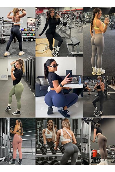 OUDOR OUDOTA Γυναικείο αθλητικό κολάν με ψηλή μέση, αδιαφανές, push-up, ελαστικό στον γλουτό, γκρι L