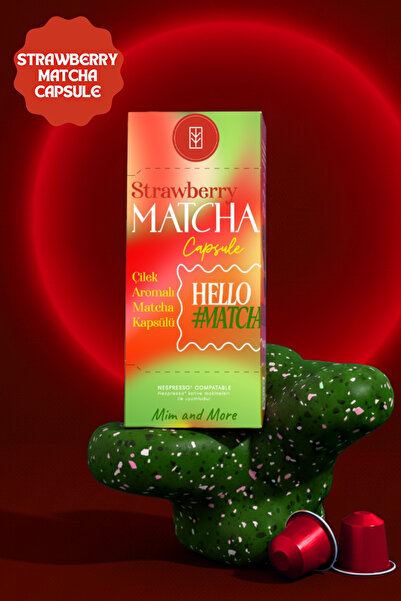 Mim and More Strawberry Matcha Capsule - Nespresso Compatible, Strawberry Flavored Matcha Powder, Pack of 10