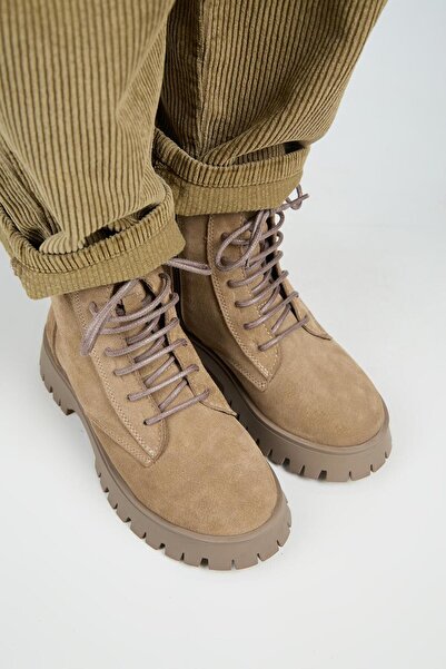 Manijero (Viyan) Women's Genuine Leather Lace-Up Internal Zipper Mink Boots