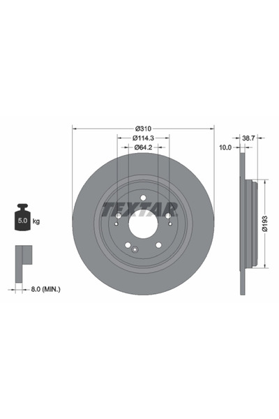 TEXTAR Set Discuri Frana Honda Cr-5 5/Cr-5 6/Zr-5 Honda (Dongfeng) Cr-5/Hr-5 ...