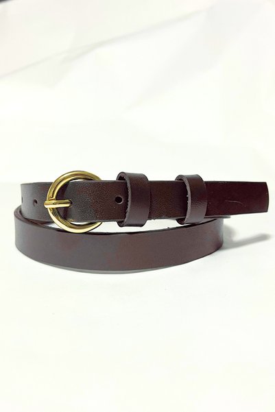 Parscraft 100% Genuine Leather Women's Belt with Antique Gold Plated Buckle
