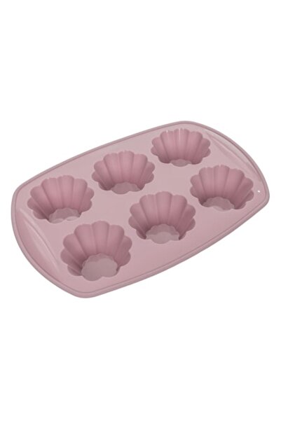 SHOPIENS Silicone Cupcake Mold, 6 Cavities, 29.5x20.5x3.5 cm, Nude Pink