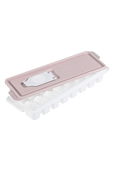 OEM White plastic box with nude pink lid for 16 ice cubes