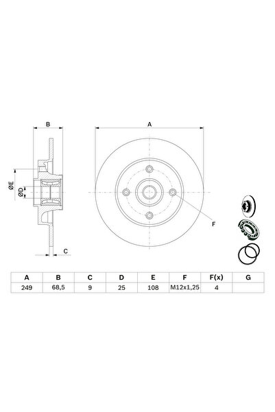 Bosch Disc Frana Citroen C4 1/C4 Cupe Peugeot 307