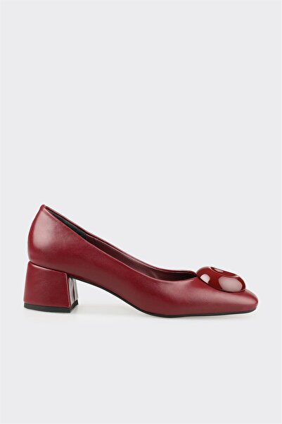 Elle Shoes Bordo Kadın Orta Topuk Ayakkabı