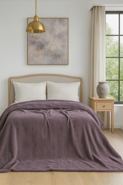 BED LİNE Vıncent Blanket 160*220 Plum
