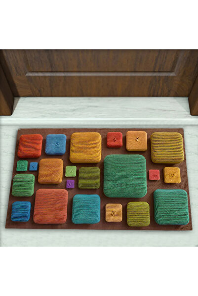 Colorix Carpet Geometrik Desenli Dekoratif Kapı Önü Paspası No: 2368