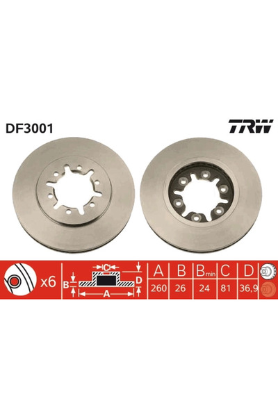 TRW Disc Frana Nissan Caravan Caroserie/Navara/NP300 Pickup