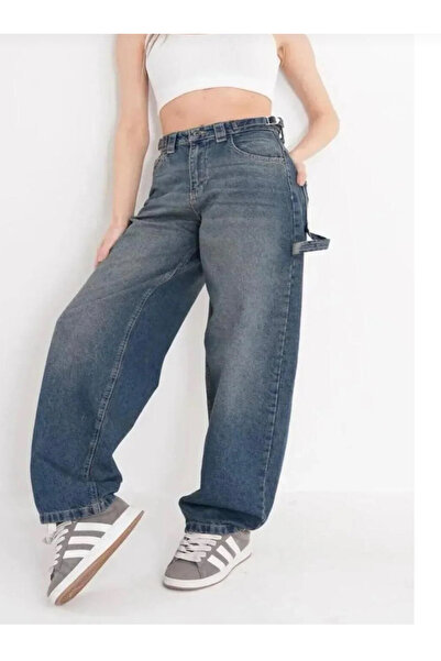 Pelin Jeans JEANS PALOZZO CU CATĂLĂLĂ LATERALĂ, CU DETAIL DE LAVARE TINTĂ