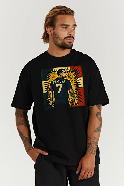 kun inaki Eric Cantona Manchester United France Fransa Oversize Kalıp Siyah G...