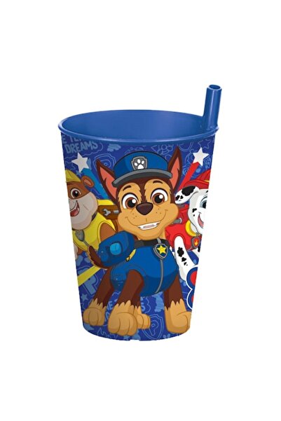 SHOPIENS Pahar de plastic Patrula Cățelușilor cu pai încorporat, albastru, 23...