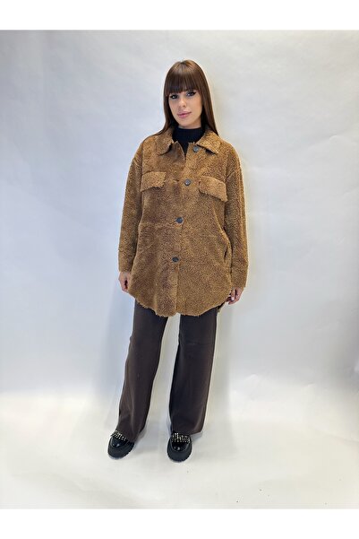 IFASTFASHION Jachetă teddy damă – stil casual, cu nasturi și buzunare frontale