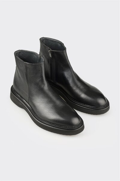 Elle Shoes Siyah Deri Erkek Klasik Bot