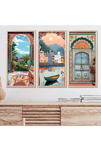 Al Raied لوحة جدارية لتزيين المنزل | مجموعة لوحات فنية هندية تقليدية من بيتشو...