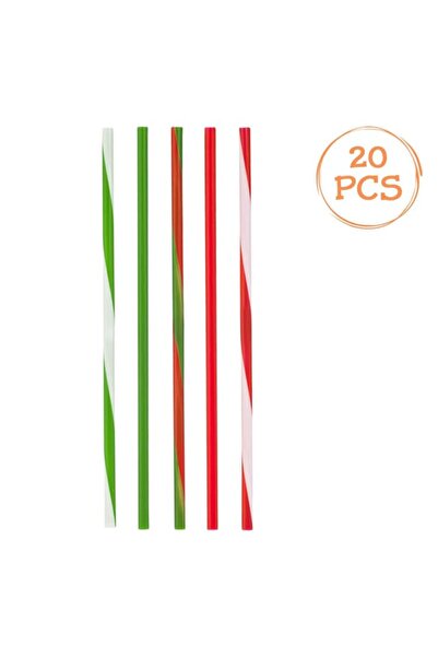 ANTBRO Reusable Plastic Straws, Multicolor, 6x200mm, Set of 20, MYONNA IT & E-COMMERCE