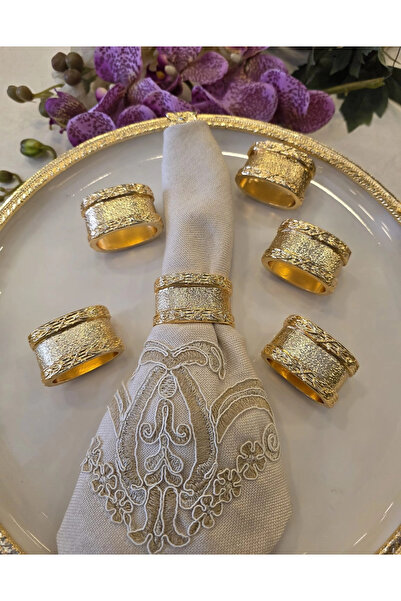 BULUTHOMEAKSESUAR Ring Napkin Holder Six Piece Set Gold