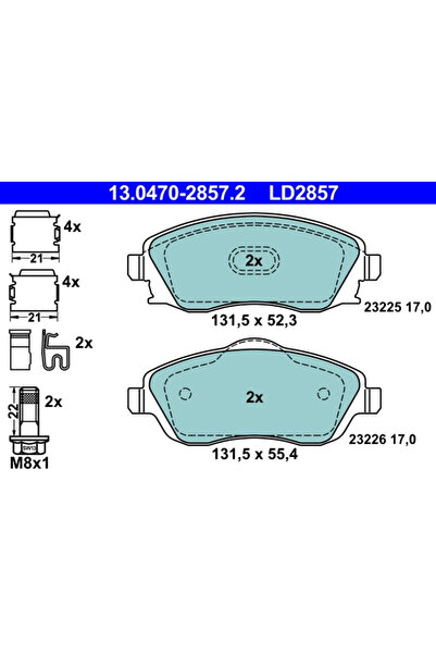 Ate Set Placute Frana Frana Disc Opel Combo Tour/Corsa 2000-2012