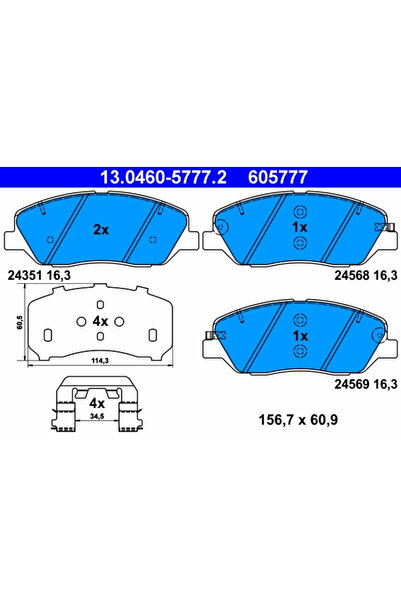 Ate Set Placute Frana Frana Disc Hyundai Grand Santa Fe/Santa Fe 2/Santa Fe 3...