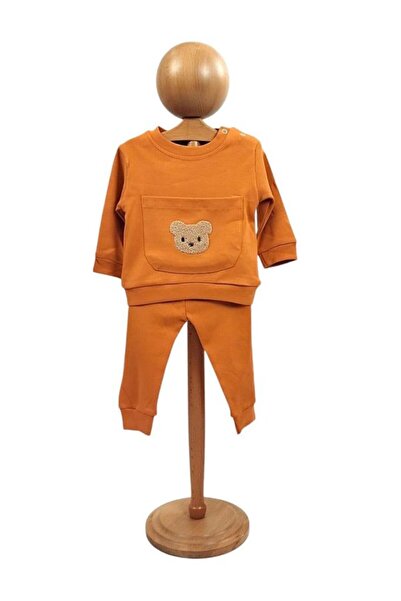 Dumledo Textured Teddy Bear Orange Kangaroo Pocket Baby Bottom - Top 2-Piece ...