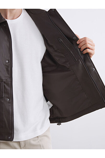 LC Waikiki UZG Store'dan Stilinizi Oluşturun | Rahat Kalıp Gömlek Yaka Erkek Deri Görünümlü Ceket