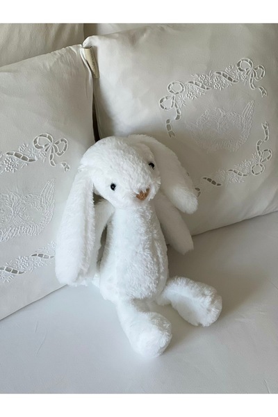MR.Frenks Çocuk Sevimli Tavşan Uyku&Oyun Arkadaşı Peluş Yastık Beyaz 45 cm