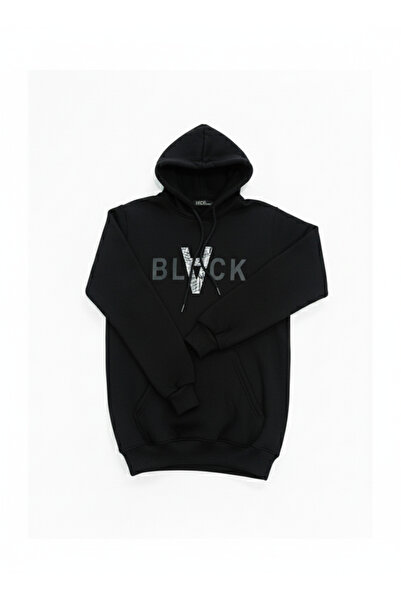 QUOS Μαύρο ανδρικό φούτερ με γράμματα