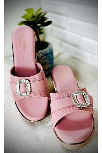 Generic Elegant Women’s Sandal with Rhinestone Buckle – Comfortable Slip-On Wedge Slippers For Ladies