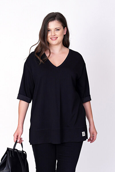 Büyük Moda V-Neck Basic Modal T-Shirt