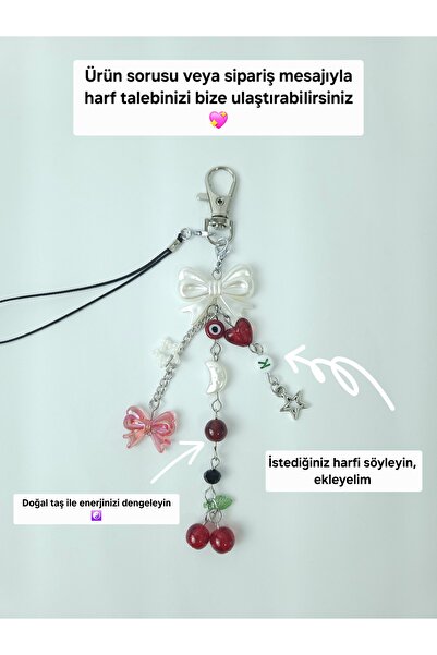 LE&DA Accessory Cherry Fairycore Kişiselleştirilebilir Doğal Taşlı Charmlı Ça...